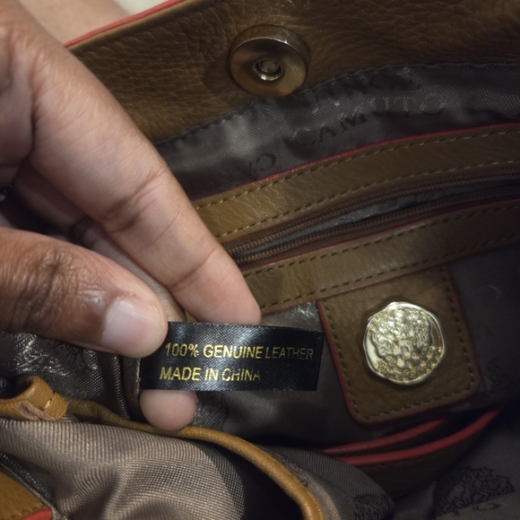 Vince Camuto Womens Brown 100% Genuine Leather Tote Handbag Purse With Strap - Picture 8 of 8